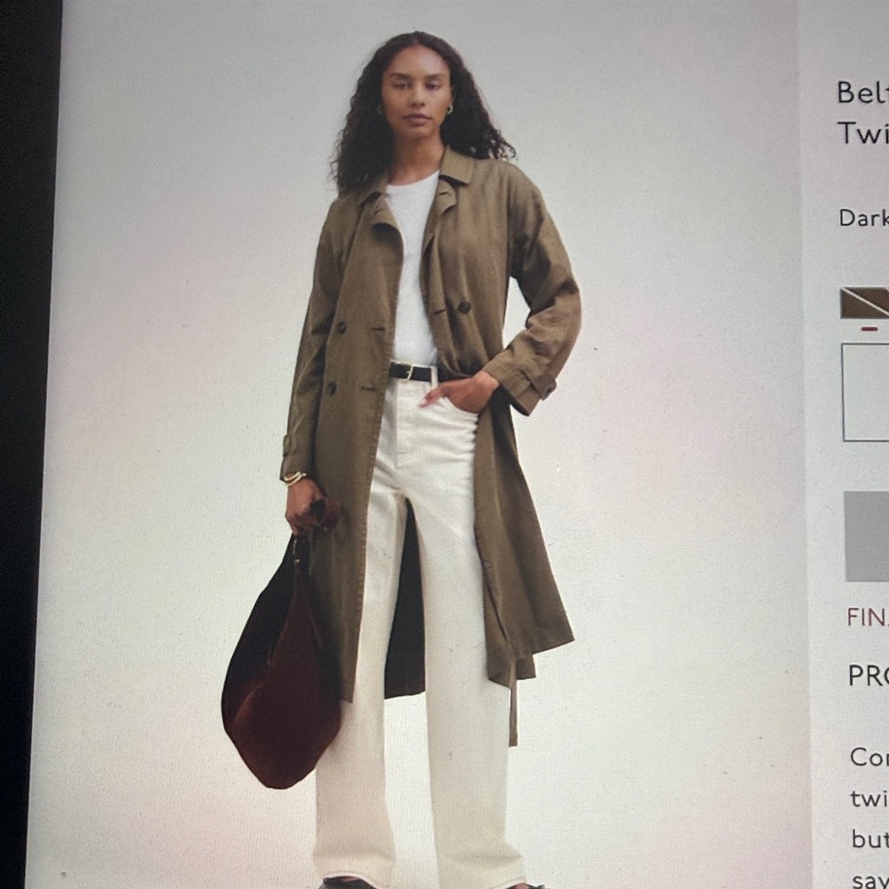 Women's olive drapey twill trench